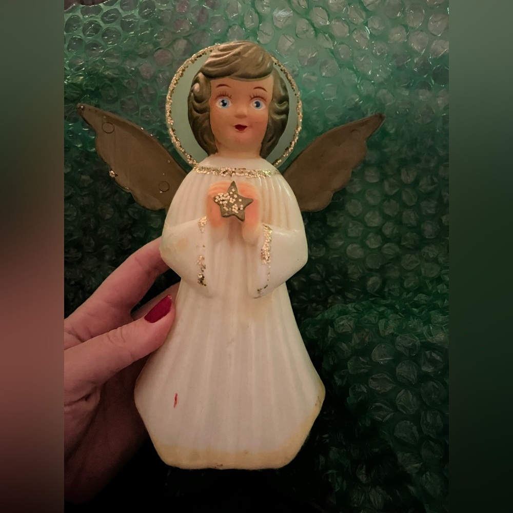 Vintage Angel Figurine with Gold Wings